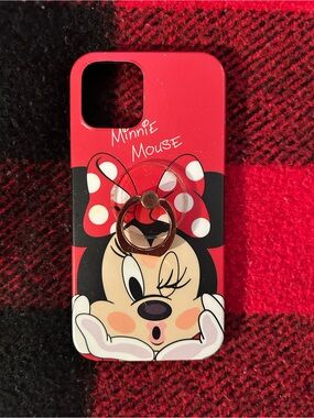 Red Minnie Mouse iPhone 12 Case with Ring Holder